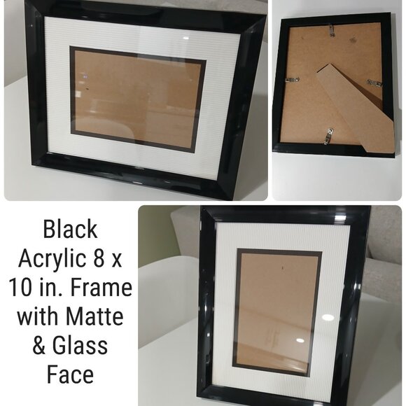 Black Acrylic 8x10in. Frame with Matte & Glass Face , Good Condition - Picture 1 of 4